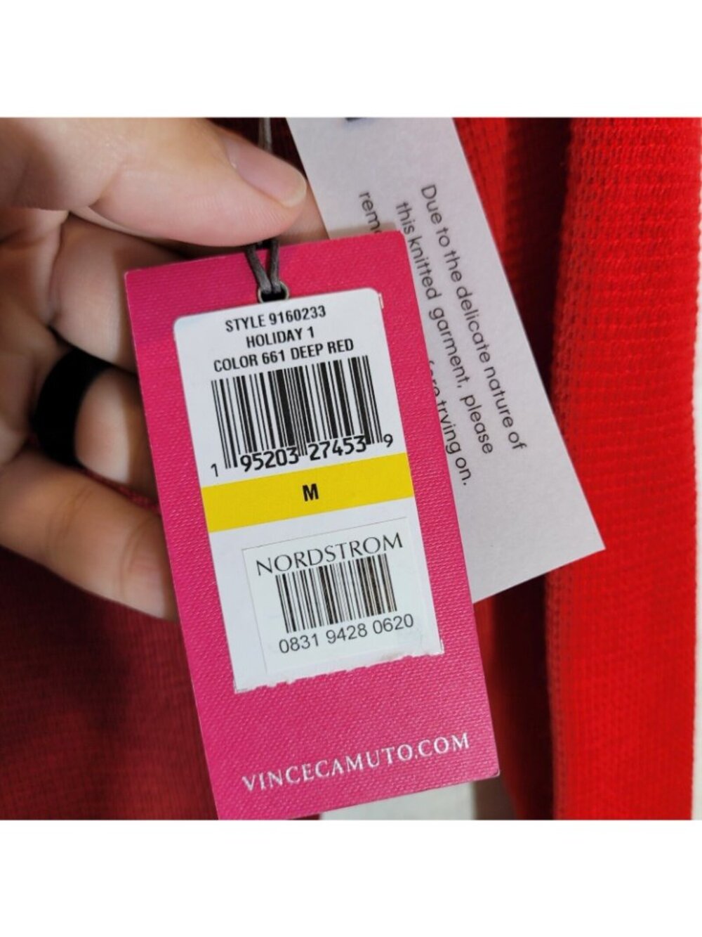NWT Vince Camuto Sweater Womens M Red Button Shoulder Colorblock Nordstrom - Picture 5 of 11